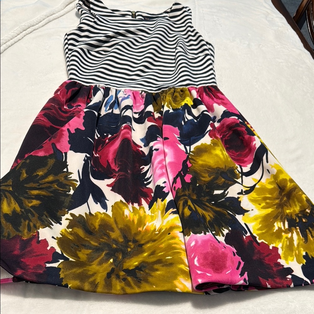 Just...Taylor Navy and White Sleeveless A-Line Sundress